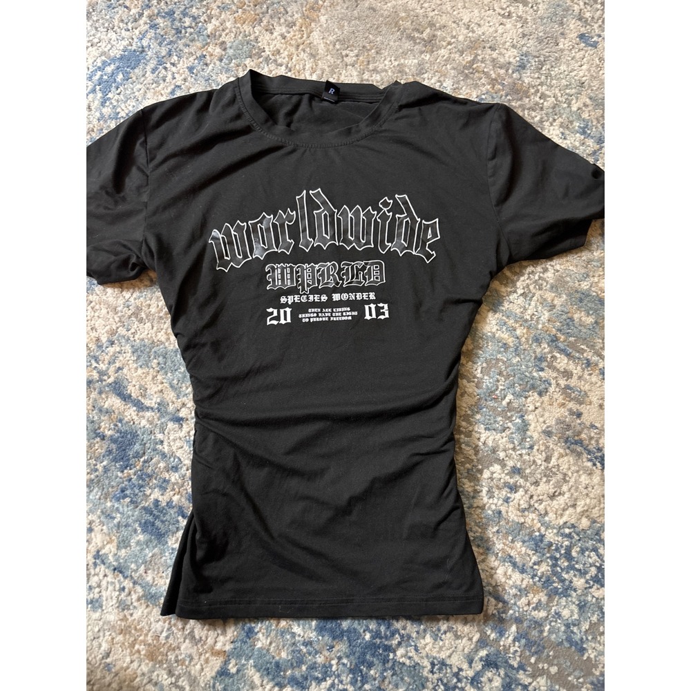 Romwe Worldwide World Species Wonder Graphic Tee Black Streetwear Gothic XL